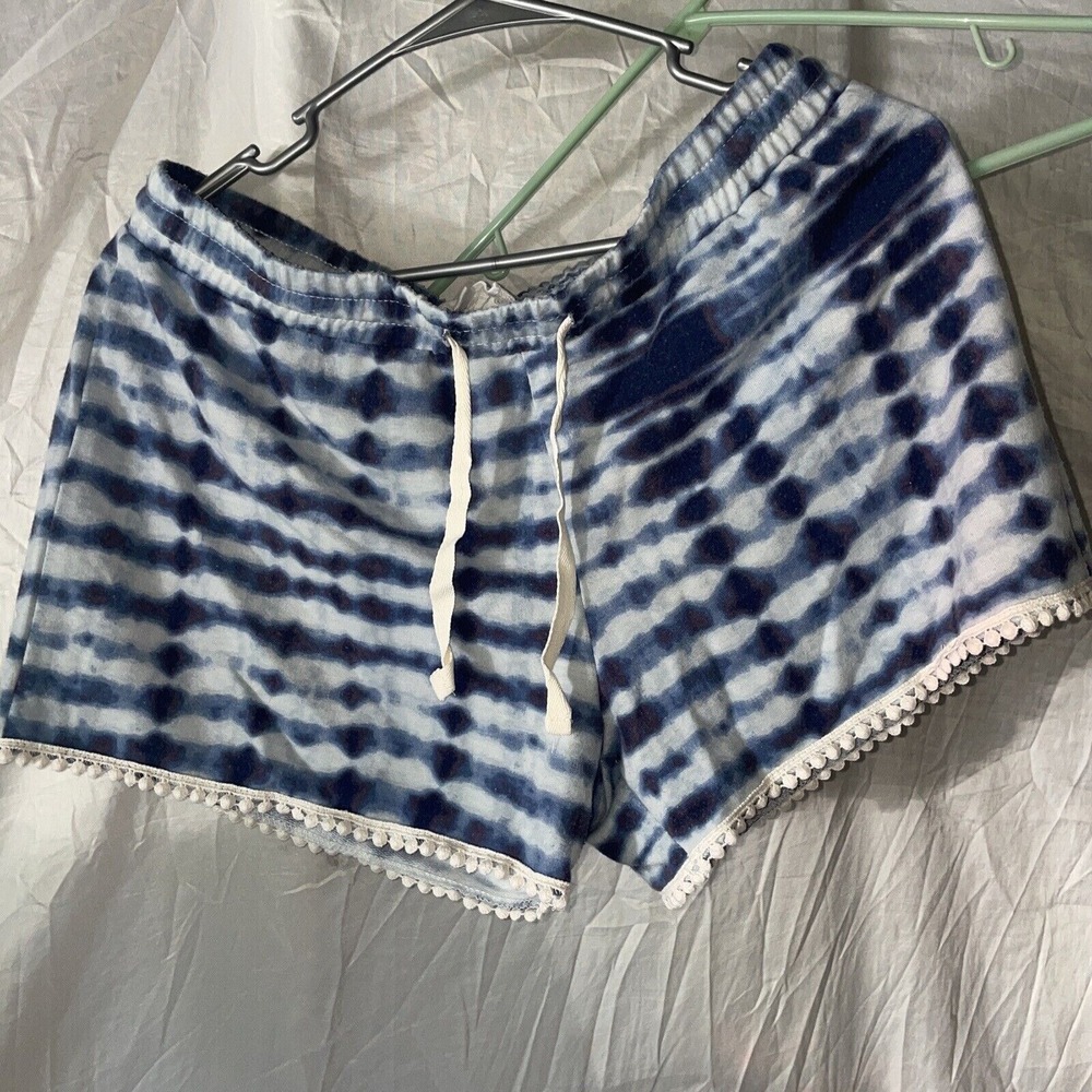 Vintage‎ Cloud Chaser Women's Tie Dye Elastic Waist Blue Short Shorts Large Nice